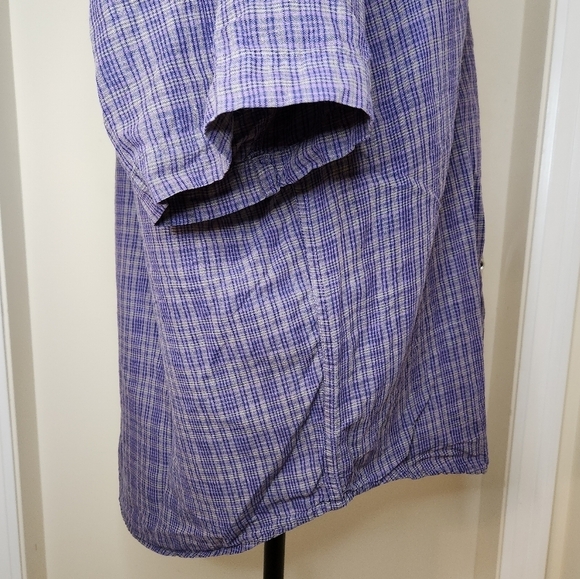 Purple Check Linen Men's shirt - Picture 6 of 9